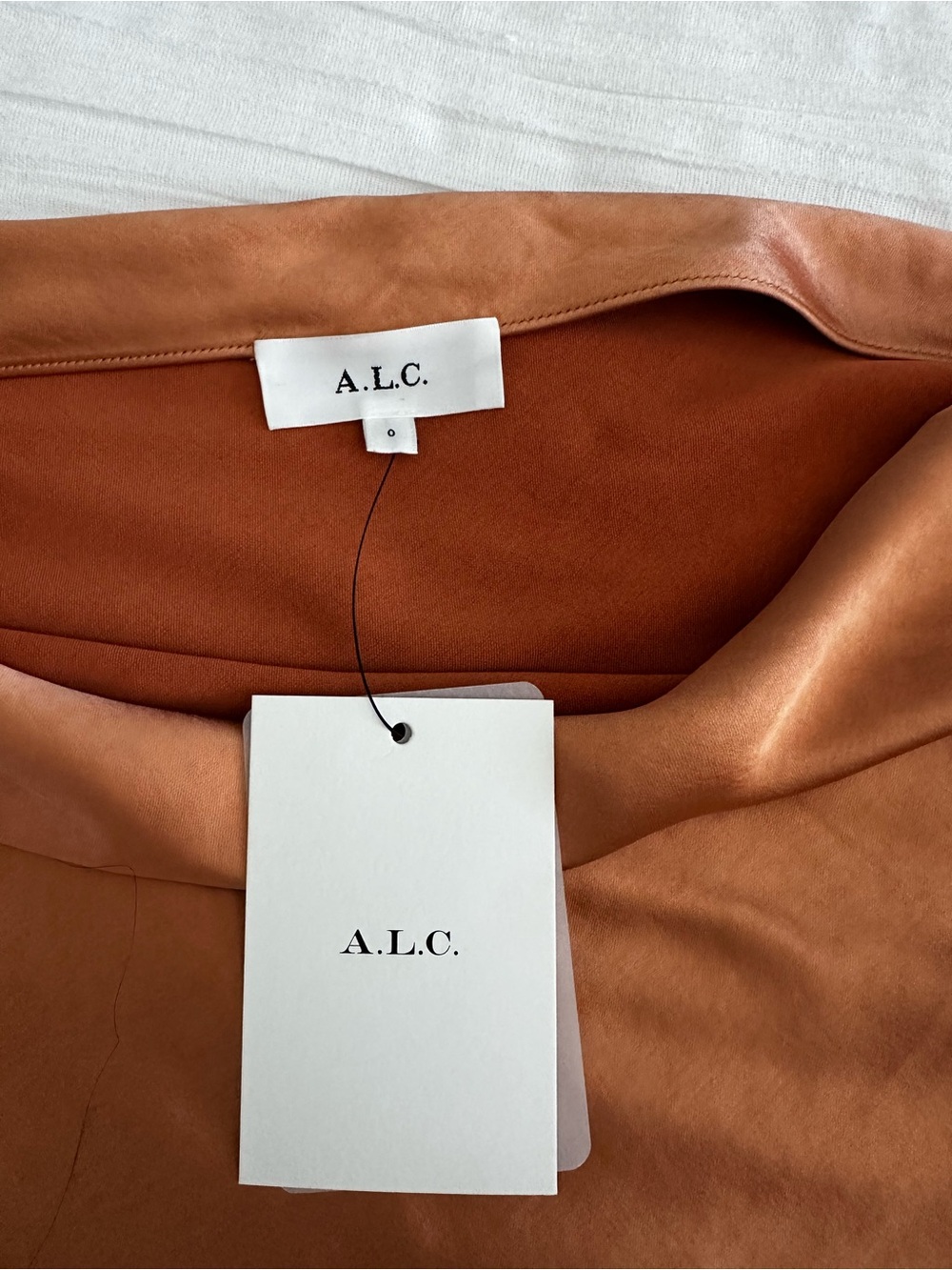 A.L.C. One-Shoulder Satin Dress in Copper - Picture 10 of 10